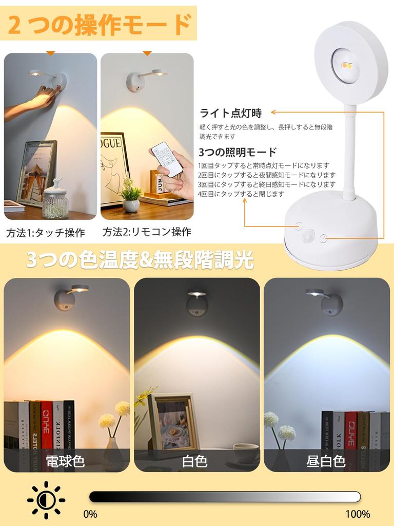 1 Bracket Light, Wall Picture Light, 2000mAh USB Rechargeable, LED Wall Lamp, Indirect Lighting, Stylish, 3-Color Dimming, Stepless Dimming, Motion