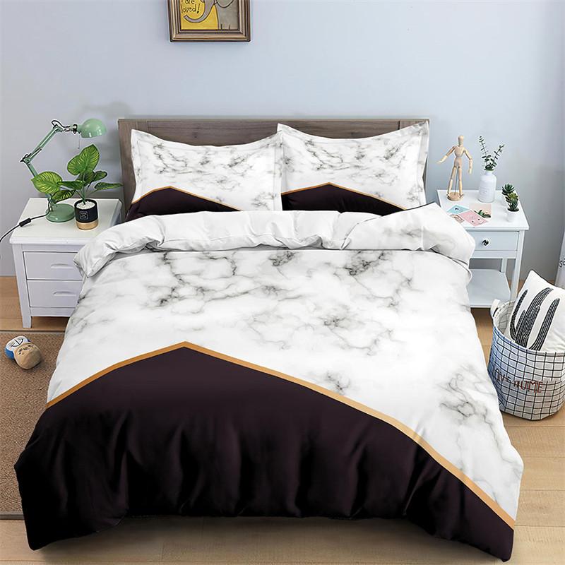 Luxury Black Marble Duvet Cover Set Queen/King/Full/Twin Size Bedding Set Geometric Black Marble Comforter Cover Set Men Women