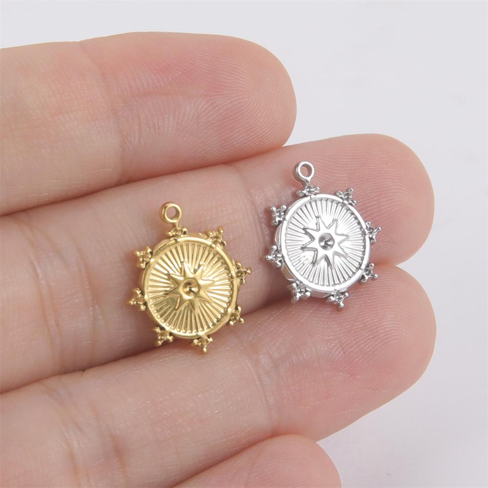My Shape 5 pcs Small Sun Charms DIY Summer Anklets Bracelet Necklace Stainless Steel Pendants for DIY Jewelry Making