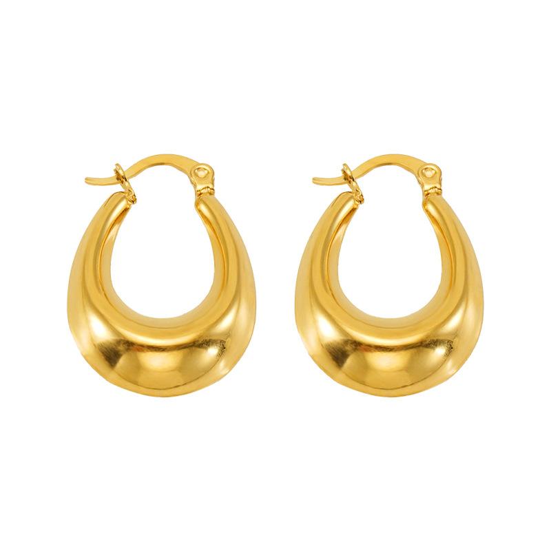 2025 new trendy fashion electroplating polished hollow earrings simple and versatile classic design earrings