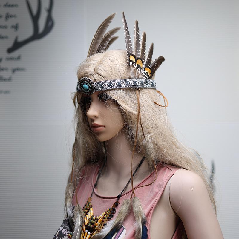 Indian Headdress Feather Headband for Children & Adults - Festival & Performance Costume