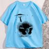 Funny Space Alien Cat Tshirt Vintage Graphic Tee 90s Silly Cats Tshirt Trendy Cotton Short Sleeve Round Neck Summer Tees