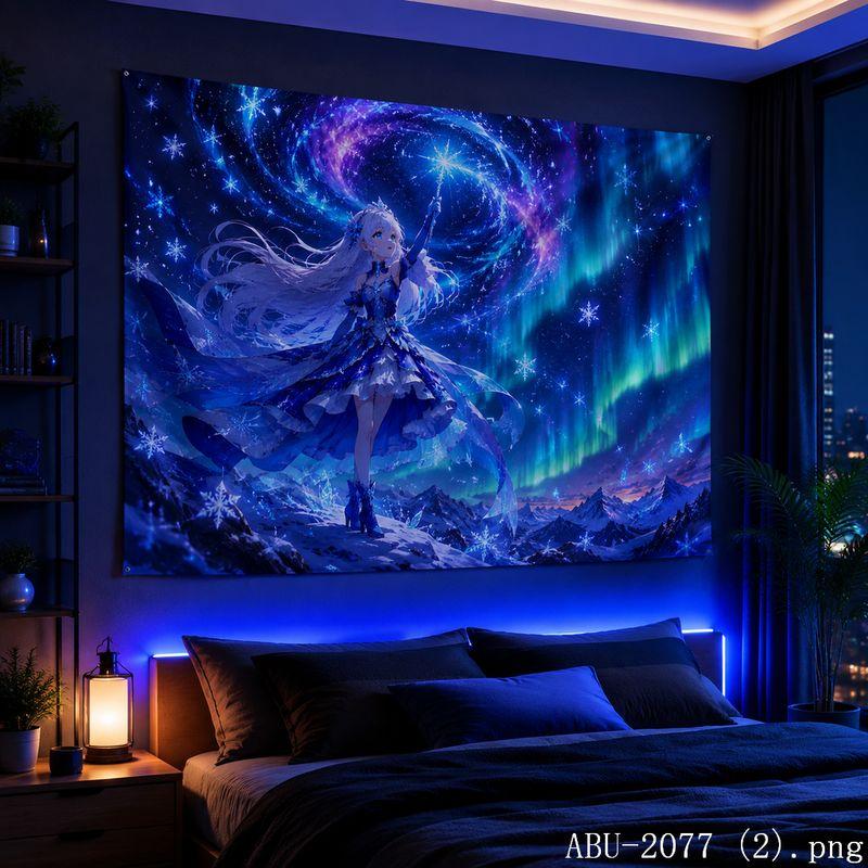 Moon Galaxy Anime Girl Aesthetic Tapestry Colorful Cosmic Fantasy Wall Hanging Teen Dorm Bedroom Otaku Home Decor