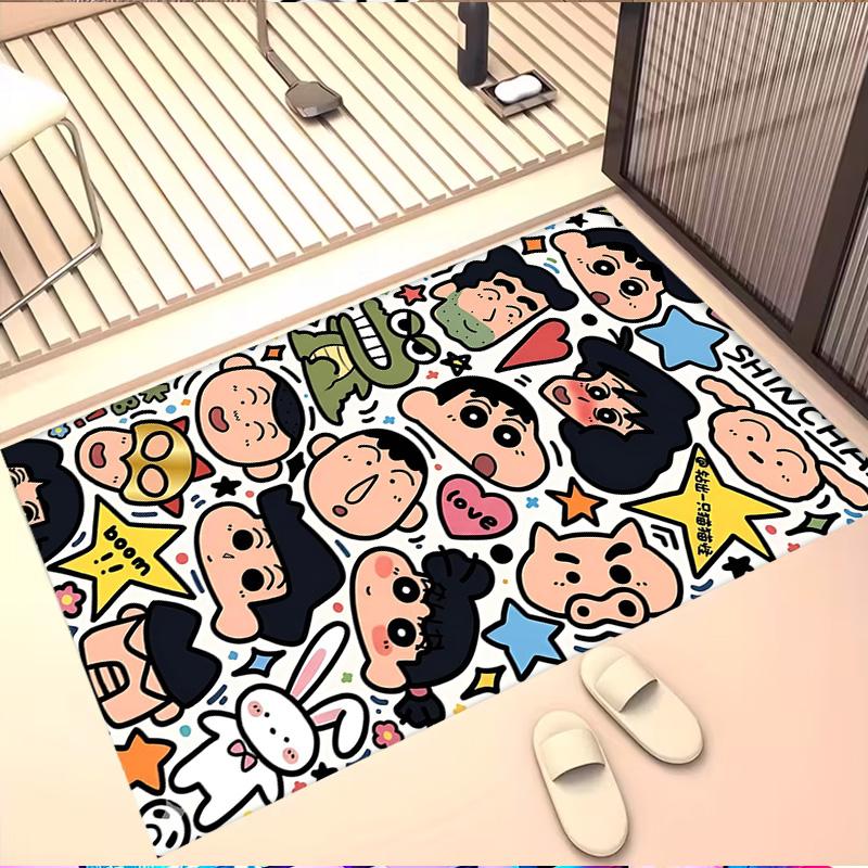 Crayon Shin Print Rug, Washable Floor Carpet, For Entryway Dorm Laundry Room Office Study, Home Decor Birthday Christmas Gift