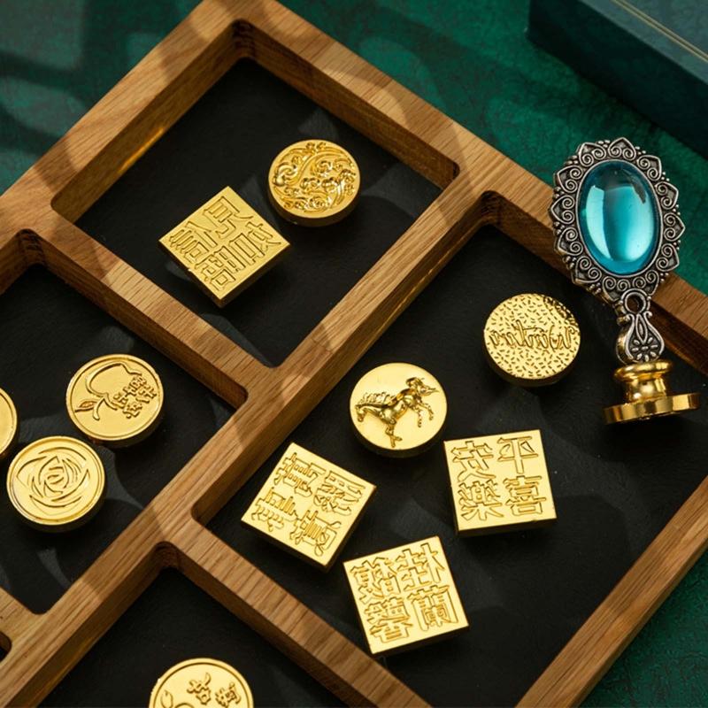 Antique Wax Seal Stamp Set Brass Stamp for Head Screw Interface Easy To Replace