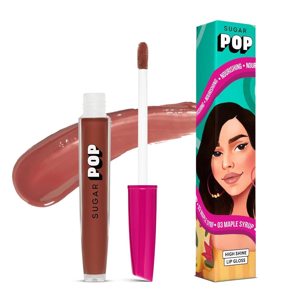 Sugar Pop High Shine Lip Gloss Maple Syrup Lightweight Non Sticky Moisturizing Plumping Shimmer Lip Gloss Blend 115 Chars