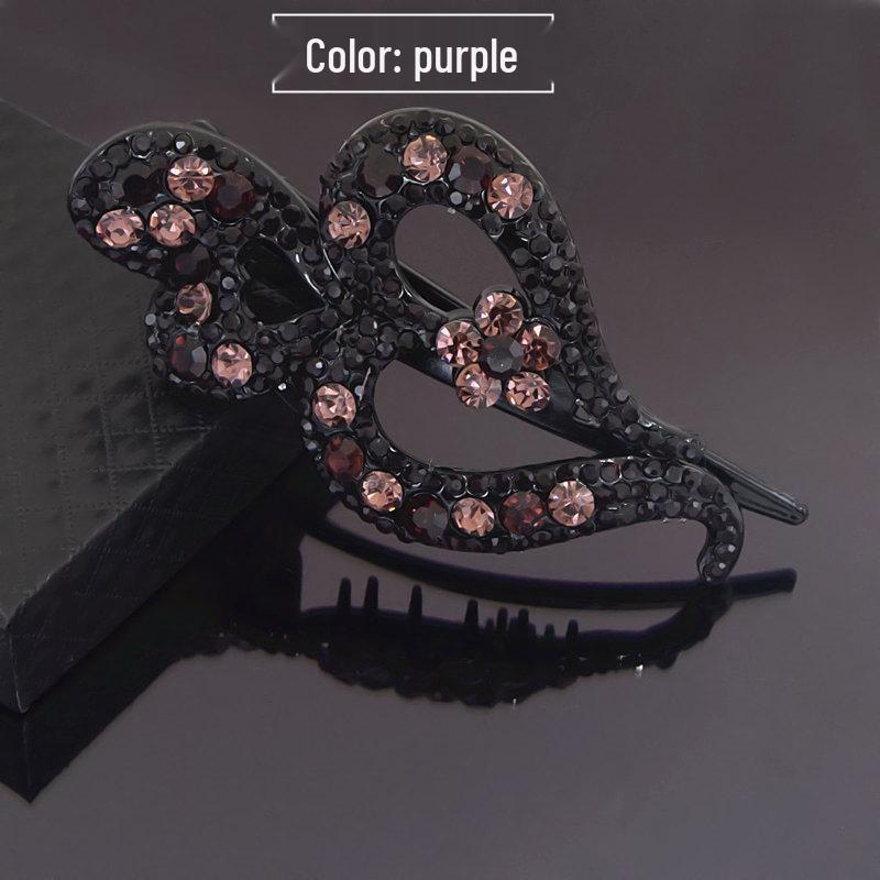 Chic Rhinestone Heart Duckbill Clip: Korean Style Elegant Bun Maker Hair Accessory.