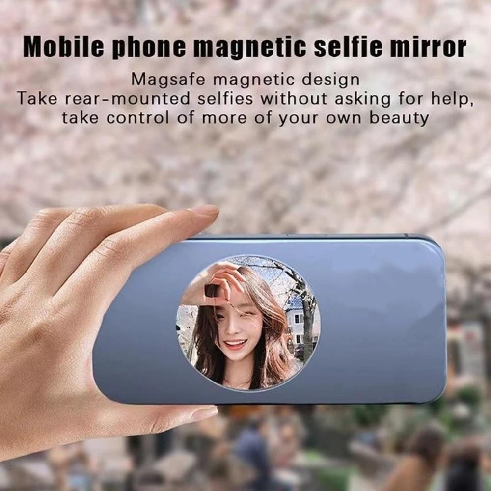 Tragbarer magnetischer Handy-Rückseiten-Selfie-Spiegel, runder Reise-Spiegel, reflektierend, für Streaming