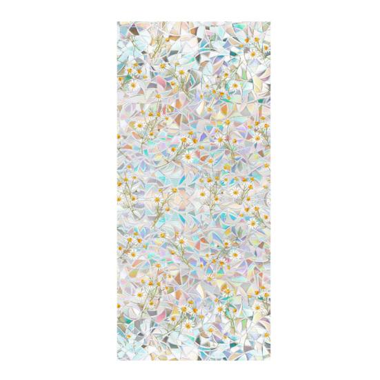 Rainbow Window Privacy Film Waterproof Static Cling Non-Adhesive Flower Pattern Sticker for Home Glass Windows Bedroom Living Room Decor