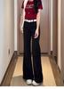 Damen Jeans in Übergröße, Schwarz, Stretch, Micro Flare, High-Waist - Frühling/Herbst, Schlankmachende gerade Beine, Trompetenhose