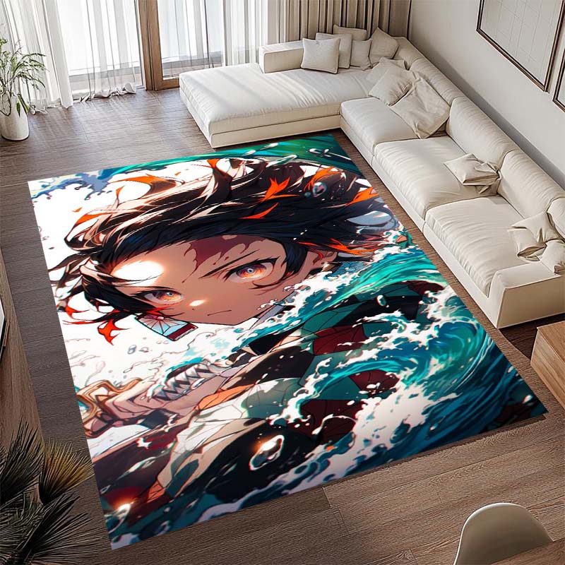 Anime-themed Kamado Nezuko Kimetsu No Yaiba Rug, Suitable for Playrooms, Bedrooms, Living Rooms, Sofas, and Other Home Décor;