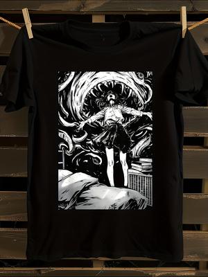 T-shirt Style Harajuku Impression Fille Manga Horreur Anime Noir