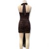 Women's Sexy Leopard Print Slim Fit Halter Dress - Spring/Summer Fashion with Deep V Backless Design