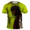Vintage Men's T-shirt Jesus Christ Cross T-shirts Man Summer Streetwears Men Oversized T Shirts Hip-hop Casual Clothes Tops Tee
