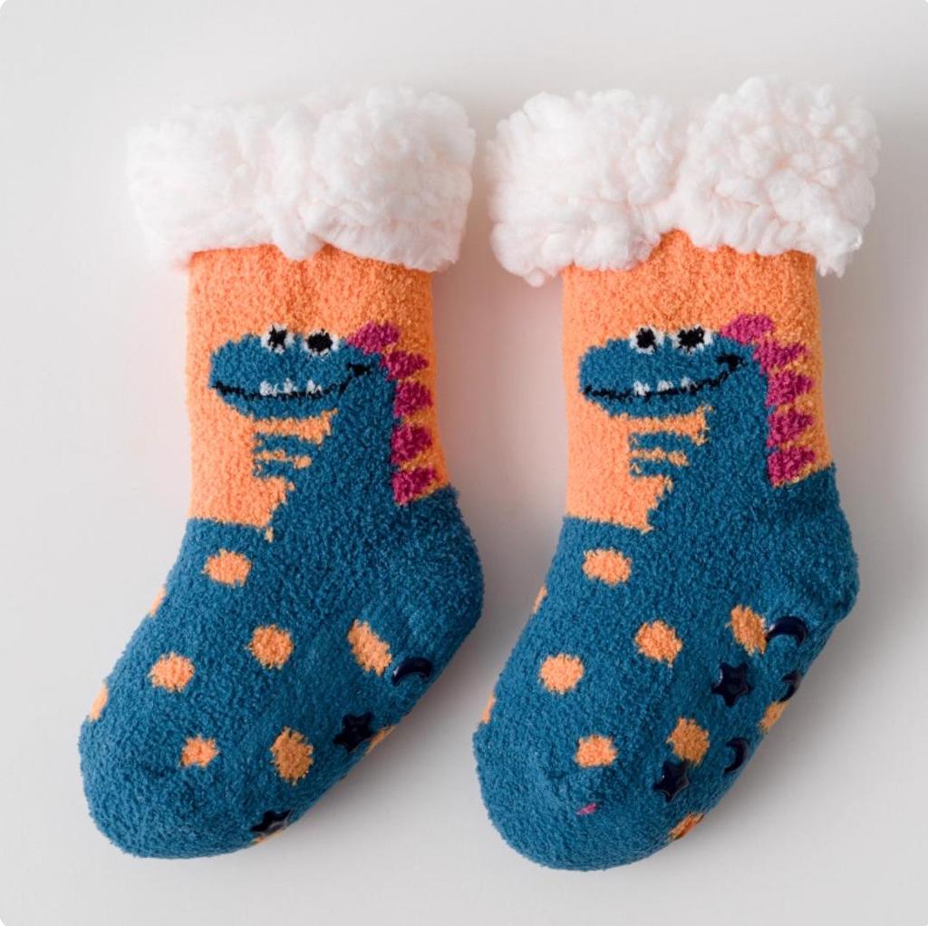 Non-Slip Fleece-Lined Baby Winter Socks - Thick, Warm, and Cozy Coral Floor Socks for Children