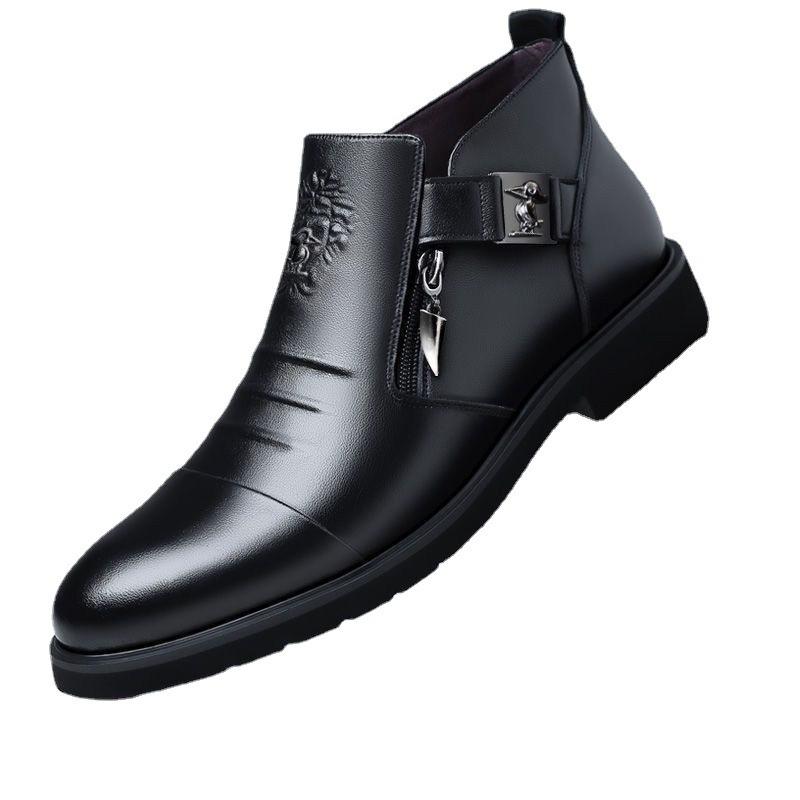 

Зимние мужские ботинки, шерстяные кожаные ботинки, мужская хлопковая обувь, Chelsea Tooling, теплая, модная обувь, ботинки из коровьей кожи, мужская обувь 44 чёрный