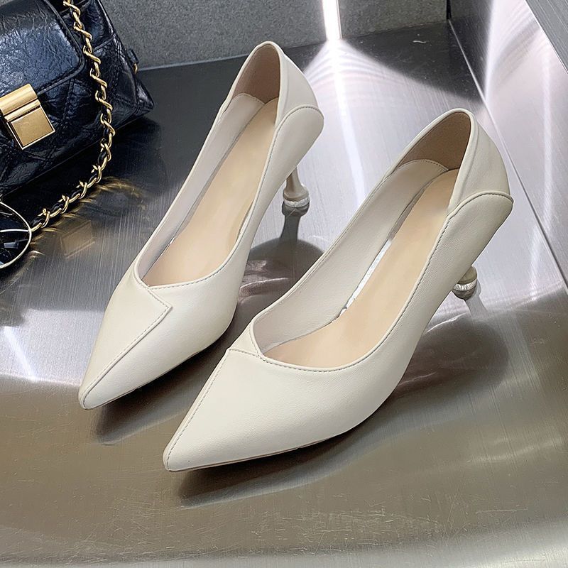 French style not tired feet thin heels women's single shoes 2025 spring and summer new fashion comfortable pointed versatile high heels women