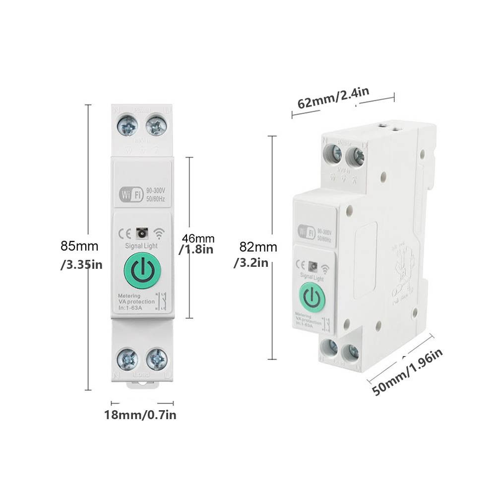 Remote Voice Control Tuya WiFi Smart Circuit Breaker Electricity Statistics Monitoring Din Rail Switch 1-63A 1P
