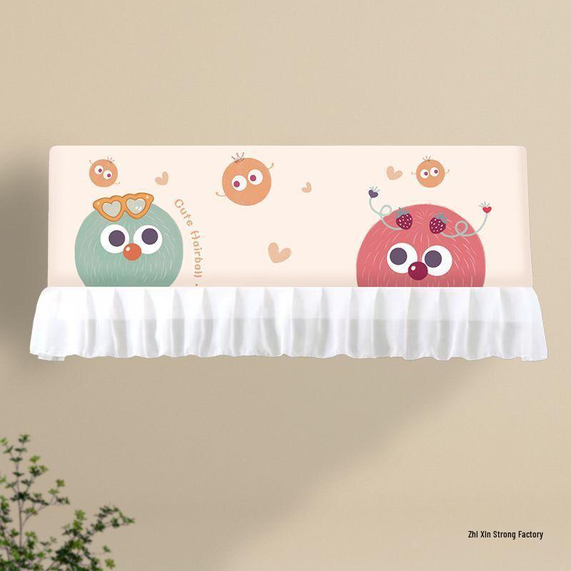 Air Conditioner Wind Deflector: Prevents Direct Blowing with Cute Print, Fits Hanging Units, Fully Enclosed Dust Cover Included.