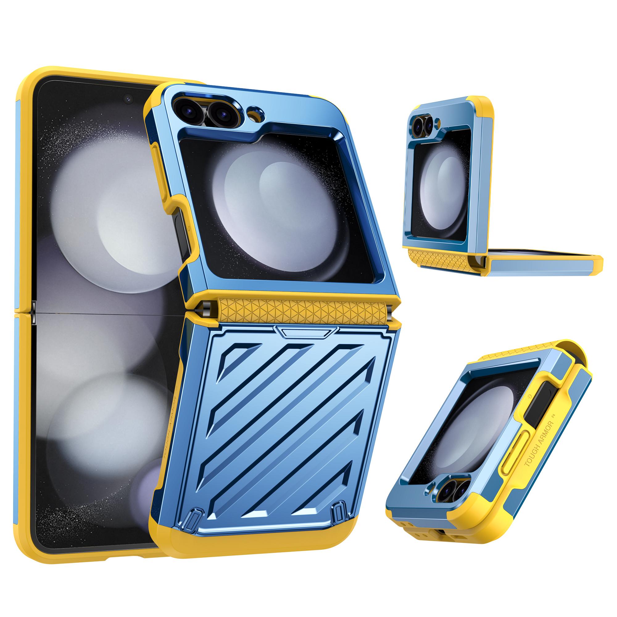 

For Samsung Galaxy Z Flip5 5G Case Hinge Protection TPU+PC Electroplating Cover Blue