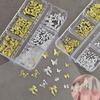 6/12Grids Metal Bow Nail Art Charm Gold Silver 3D Star/Cross Nail Rivet Starlight Nail Decoration Parts Diy Manicure Accessories