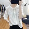 Short Sleeve Shirts Womens Cotton Patchwork Pintuck Regular Blouse Daily Commuter Modern Urban Office Lady Minimalist
