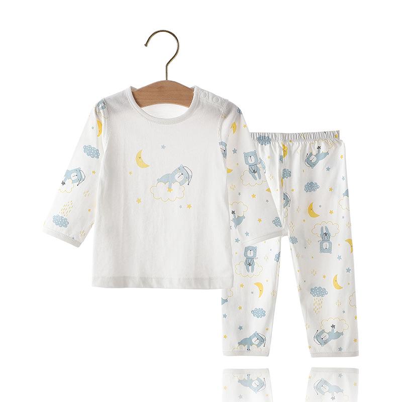 Children's Spring/Summer Cotton Pajamas: Tagless Long Sleeve Set for Boys and Girls
