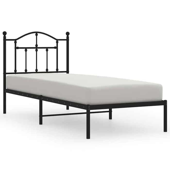 VidaXL Metal Bed Frame with Headboard Black 80x200 Cm 353430