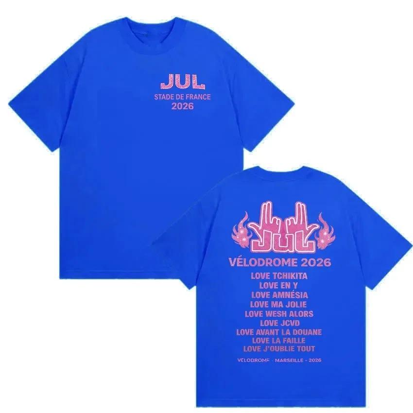 

Fashion Pure Cotton Short Sleeve TShirt Hip Hop Singer Jul Stade De France 2026 Album Fan TShirt Unisex Retro Aesthetic 4XL