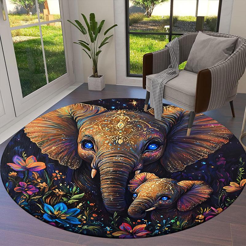 Colorfulanimal Round Area Rug,Carpet Rug for Living Room Bedroom Sofa Playroom Decor,Non-slip Floor Mat
