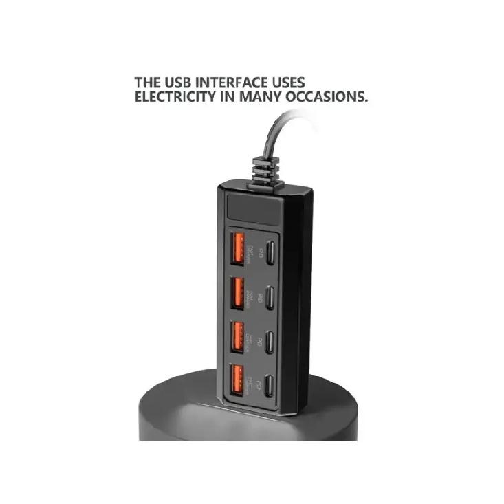 Secure 8 Port USB C Adapter With 4 USB And 4 Type C Charging Stations Splitter