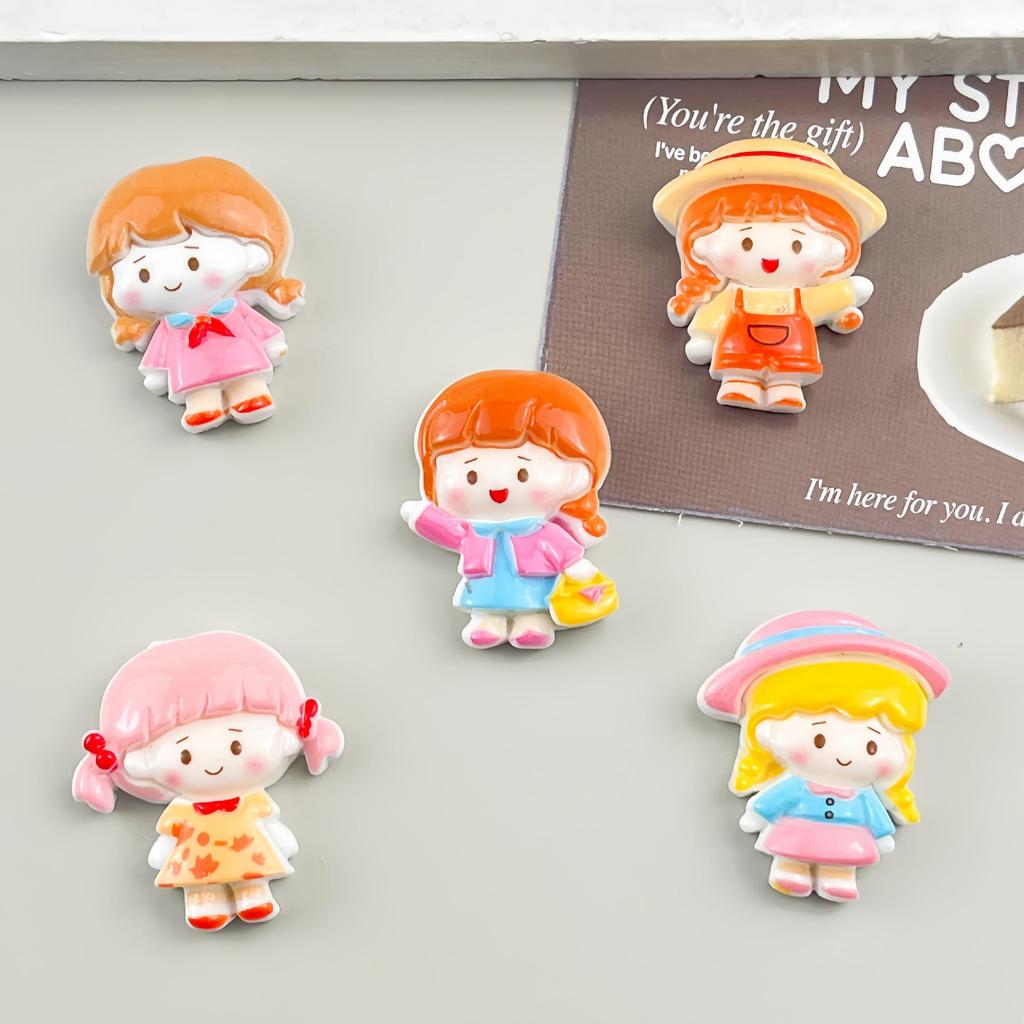 Cartoon Girl Resin Stickers for DIY Keychains, Phone Cases & Crocs