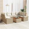 VidaXL 7-Piece Garden Sofa Set with Cushions Beige Poly Rattan and Acacia 3347911