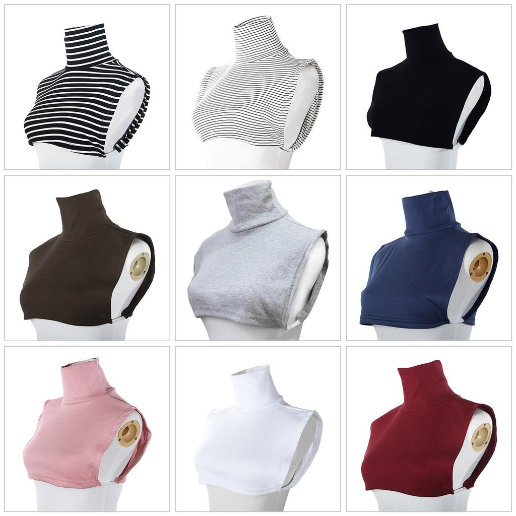 Faux Turtleneck Detachable Collar Solid Color Striped Half Top Mock Blouse Collar for Women and Men Stylish Layering