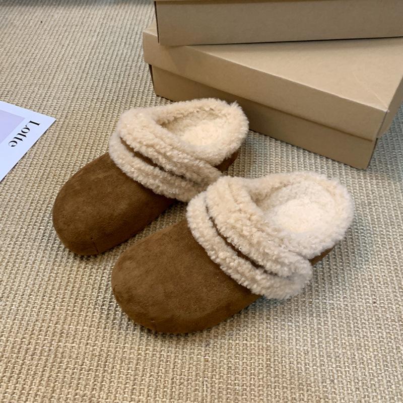 Women's Baotou Lightweight and Comfortable a Footstirrup Heightening Winter Warm Cold Padded Non-slip Wear-resistant Leisure Cotton Slippers