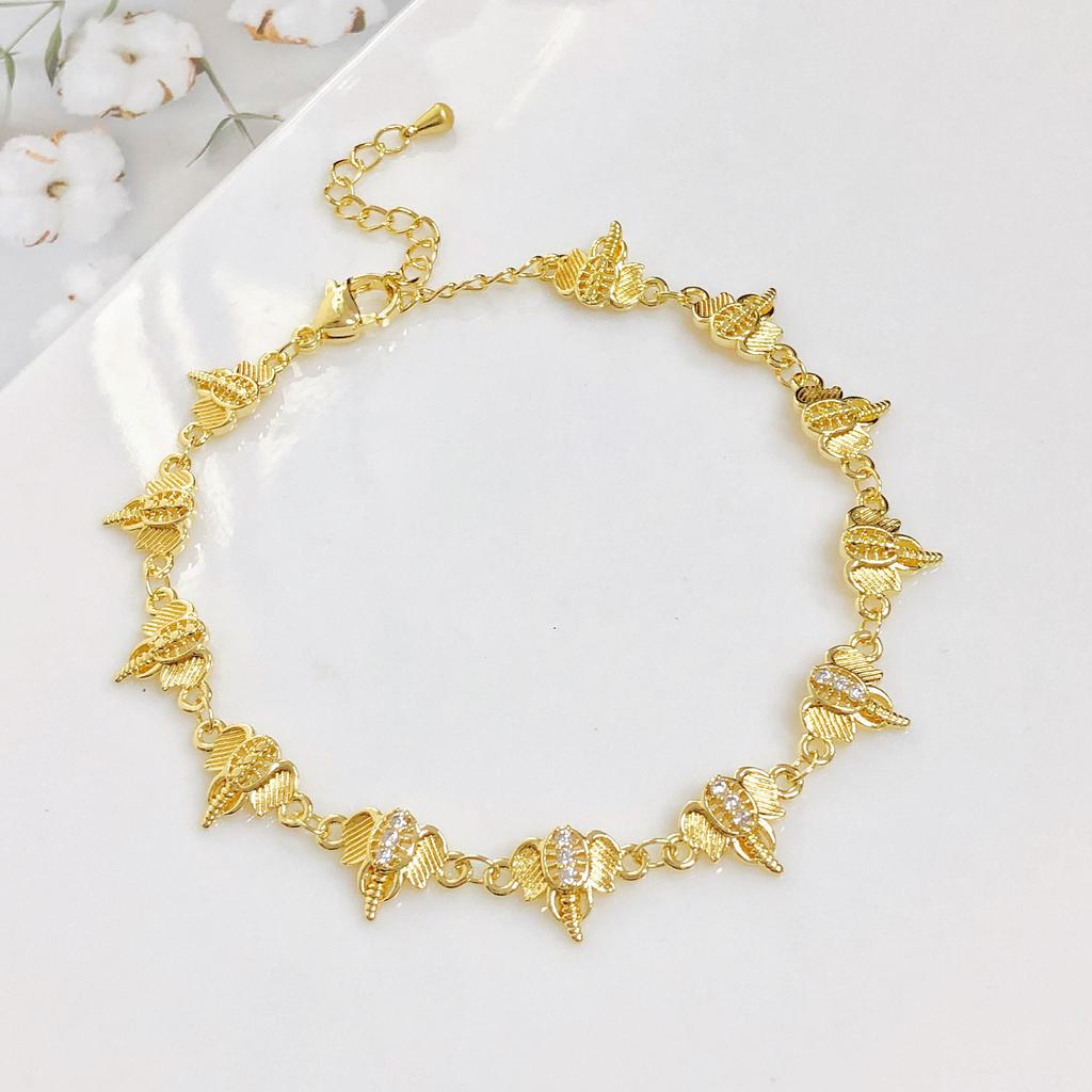 New Arrival Gold-Plated Animal Turtle Butterfly Leaf Zirconia Adjustable Bracelet for Women Girls Fashion Party Jewelry Gift