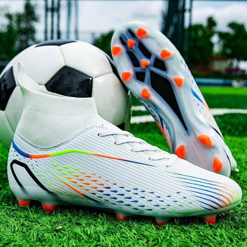 Overseas popular men's and women's high-top breathable football shoes professional grass football shoes long nails broken nails spot straight hair
