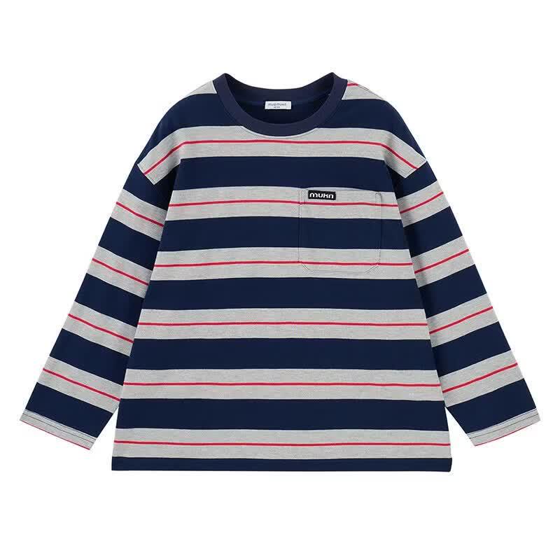 Mucmukn Kids' Striped Color-Block Long Sleeve T-Shirt