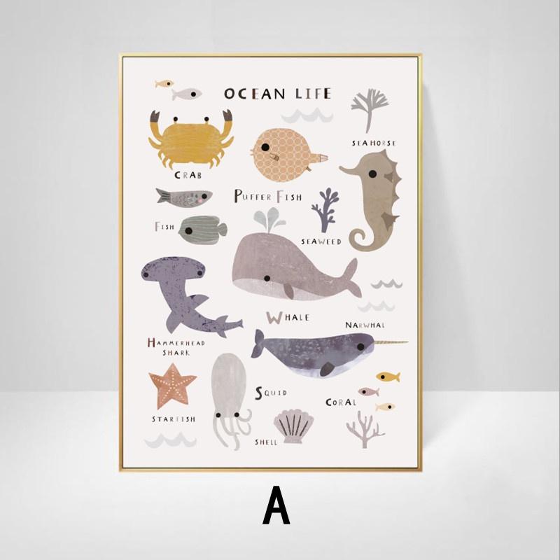 Creative Cute Cartoon Animal Poster Printmaking Nordic Wall Art Canvas Painting Children's Room Mural Room Decoration Pictures