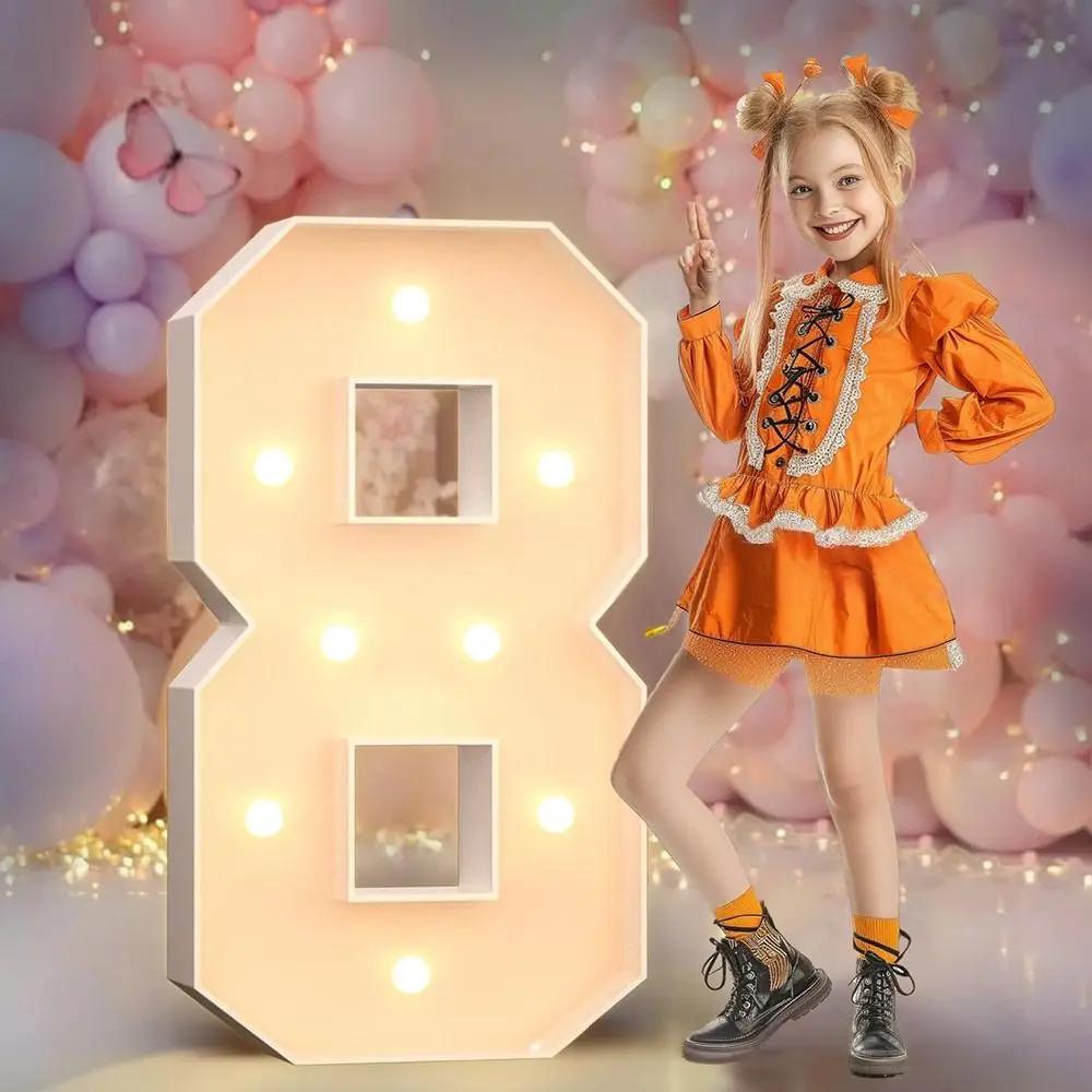 0-9 Numbers LED Light Balloon 91cm Light Up Balloons Balloon Filling Box Giant Numbers LED Lighted Giant Birthday Figure