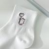Women's Spring & Autumn Cotton Mid-Tube Socks - Japanese Style with Cute Cartoon Bunny Embroidery