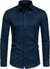 Men S Long Sleeve Solid Color Stretch Wrinkle Resistant Casual Business Shirt