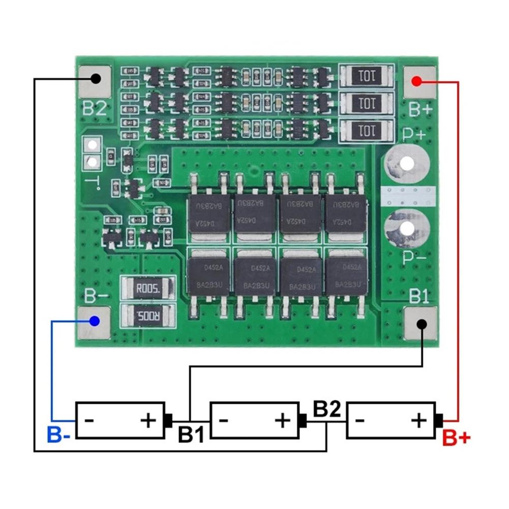 1/2PC 3S 25A Li-ion Lithium Battery 18650 Charger PCB BMS PCM Charging Protection Board for Li-ion Lipo Battery Cell Pack Module