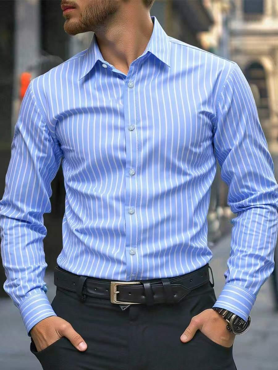 

Мужская рубашка-кардиган с длинным рукавом, повседневная, в полоску, с 3D-принтом, больших размеров S