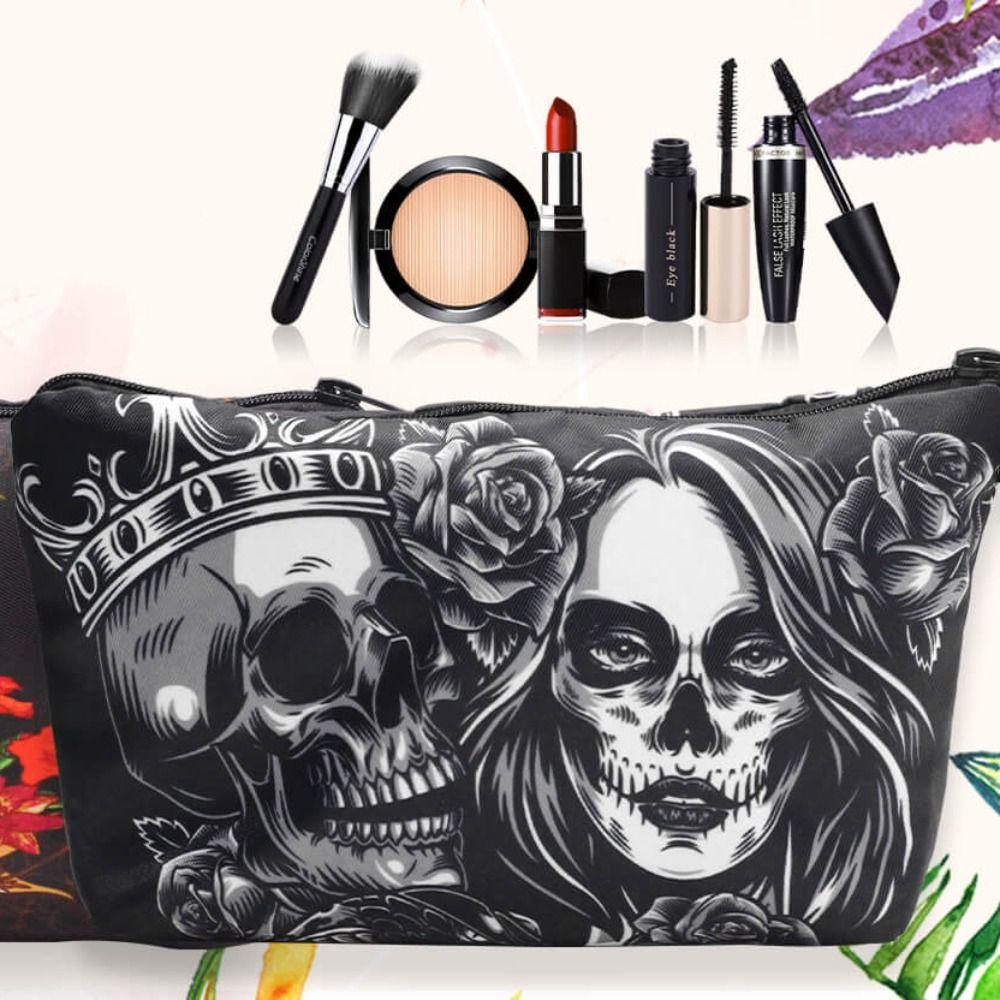 Storage Purse Makeup Bag Skull Pattern Makeup Pouch Small Cosmetic Bag  Men