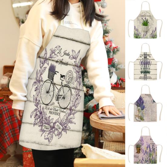Sleeveless Apron Stain Repellent Linen Strong Absorbent Cactus Pattern Cooking Bib Kitchen Supplies