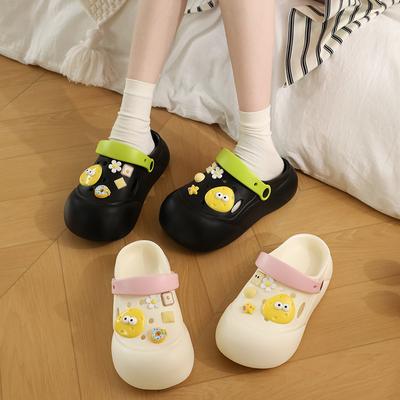 Dong Shoes Women's Cheese Summer 2024 New Cute Anti Slip Beach Thick Sole Baotou Cool Slippers for Women