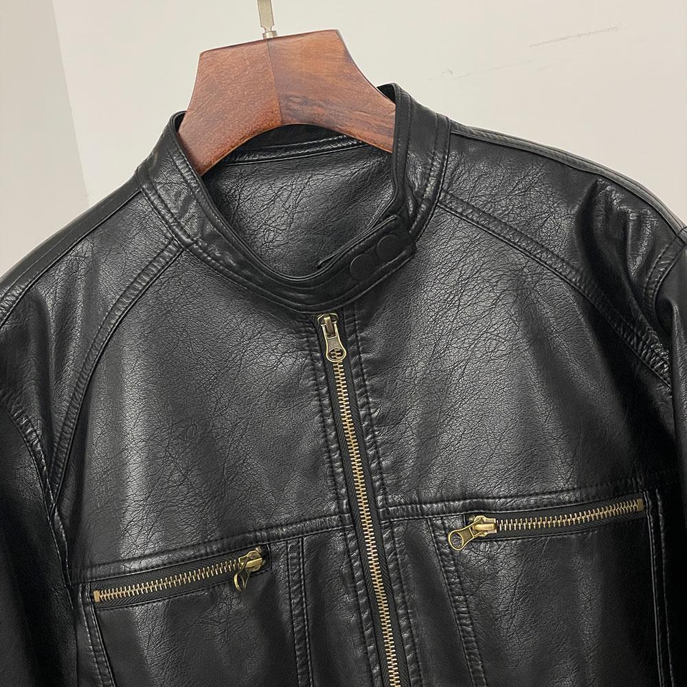 OFTBUY Women Vintage Loose Pu Faux Leather Short Jacket Pockets Motorcycle Jacket Female Zipper Retro Moto Biker Coat Outwear Tops