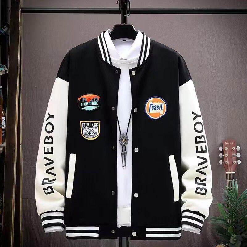 Men's Trendy Baseball Jacket - Spring & Fall, Youth Loose Fit, No Hood