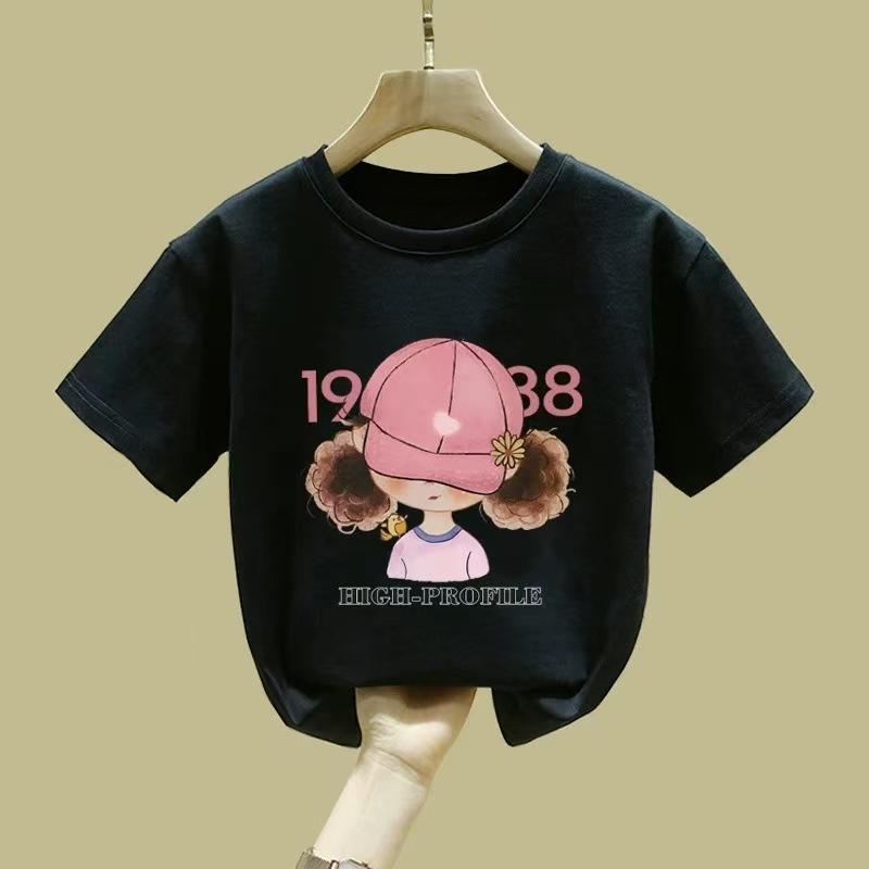 Girls White Short Sleeve T Shirt Summer Casual Top For Big Kids